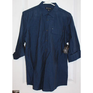 Inc Riviera Blue Hybrid Cotton Long Sleeve Button Front Shirt Size Small
